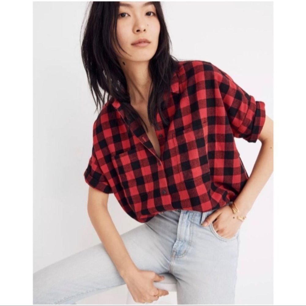 Madewell Flannel Courier Shirt in Buffalo Check